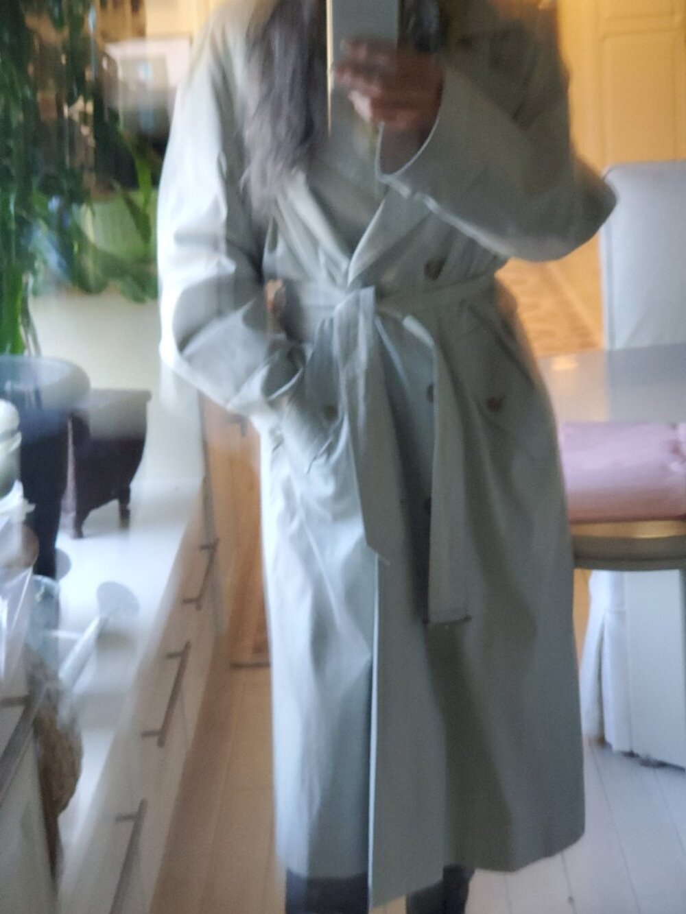BURBERRY TRENCH COAT X-LONG COTTON BLEND - LIGHT SAGE GREEN - - Picture 2 of 16